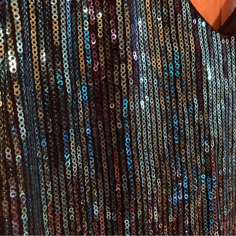 CHARLOTTE RUSSE Tiny Mostly Blue Sequin Dress Sz M - Picture 9 of 10
